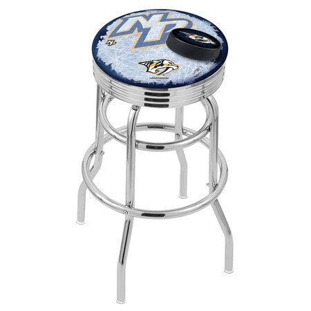 Holland Bar Stool Co 25" Chrome 2-Ring Nashville Predators Swivel Bar Stool, Accent Ring L7C3C25NshPre-D2